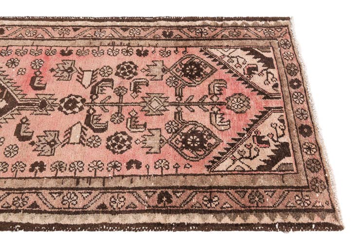 Detail image of 3' 2 x 9' 2 Hand Knotted Ultra Vintage Persian Wool Runner Rug