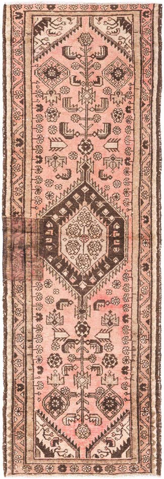 Detail image of 3' 2 x 9' 2 Hand Knotted Ultra Vintage Persian Wool Runner Rug