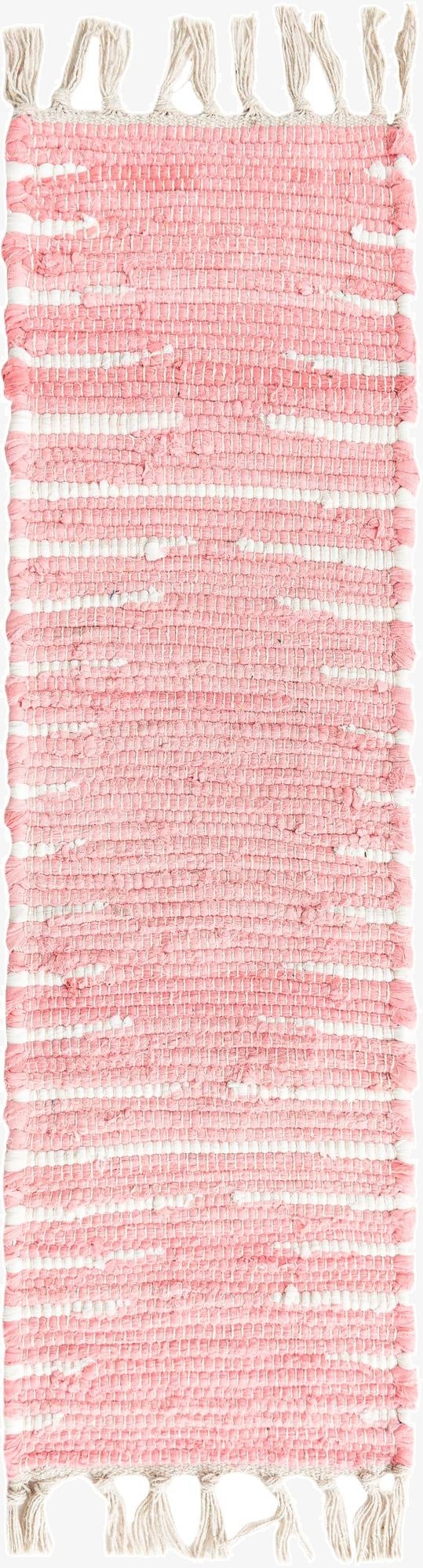 0' 9 x 2' 6  Hand Woven Chindi Cotton Stair Rug