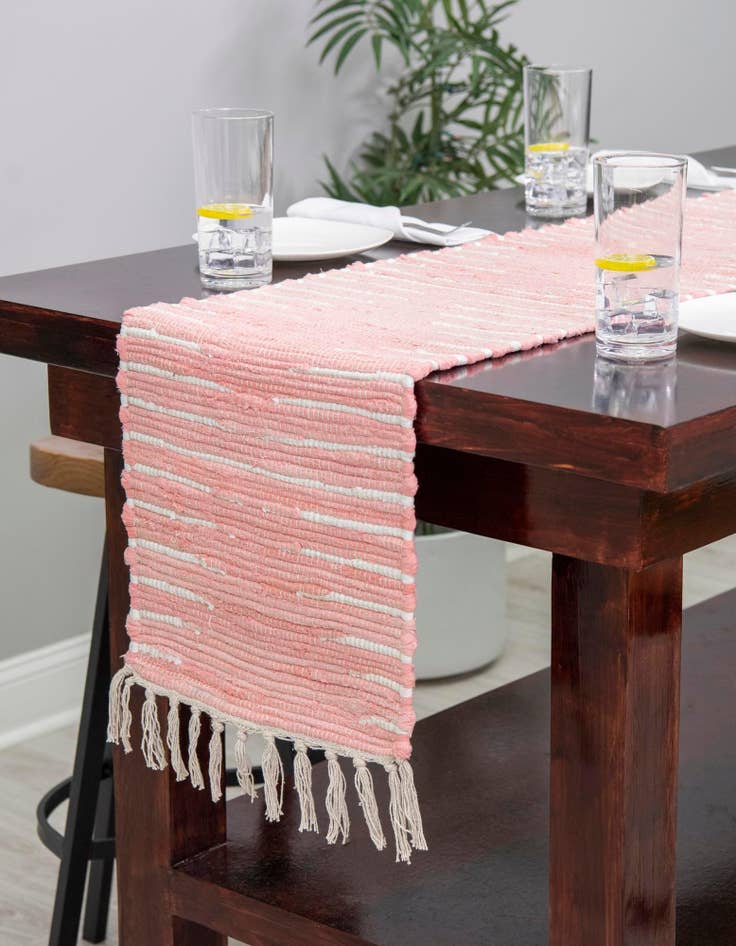 Detail image of 1' 2 x 8' Hand Woven Chindi Cotton Table Runner Rug
