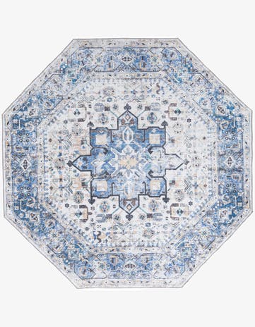 Royal Blue Washable Yara Octagon Rug