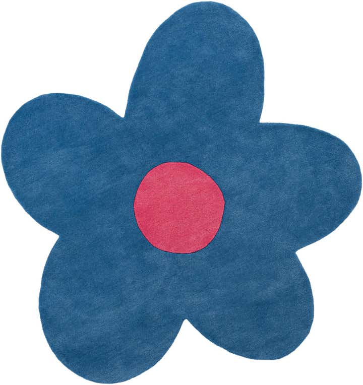5' 1 x 5' 1 Happy Rugs Funky Flower Wool Round