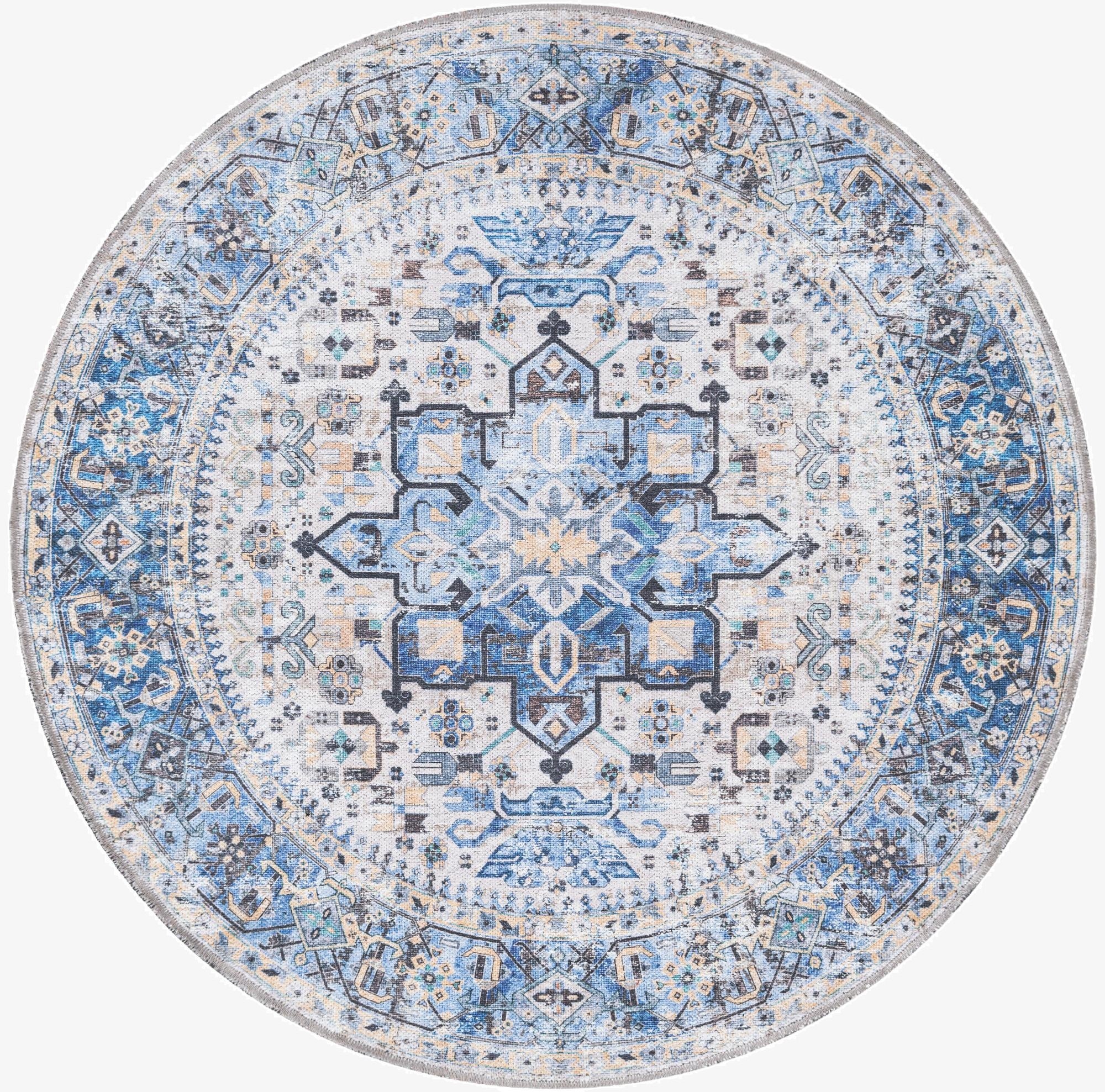 Primary image 4' x 4'  Washable Yara Round Rug