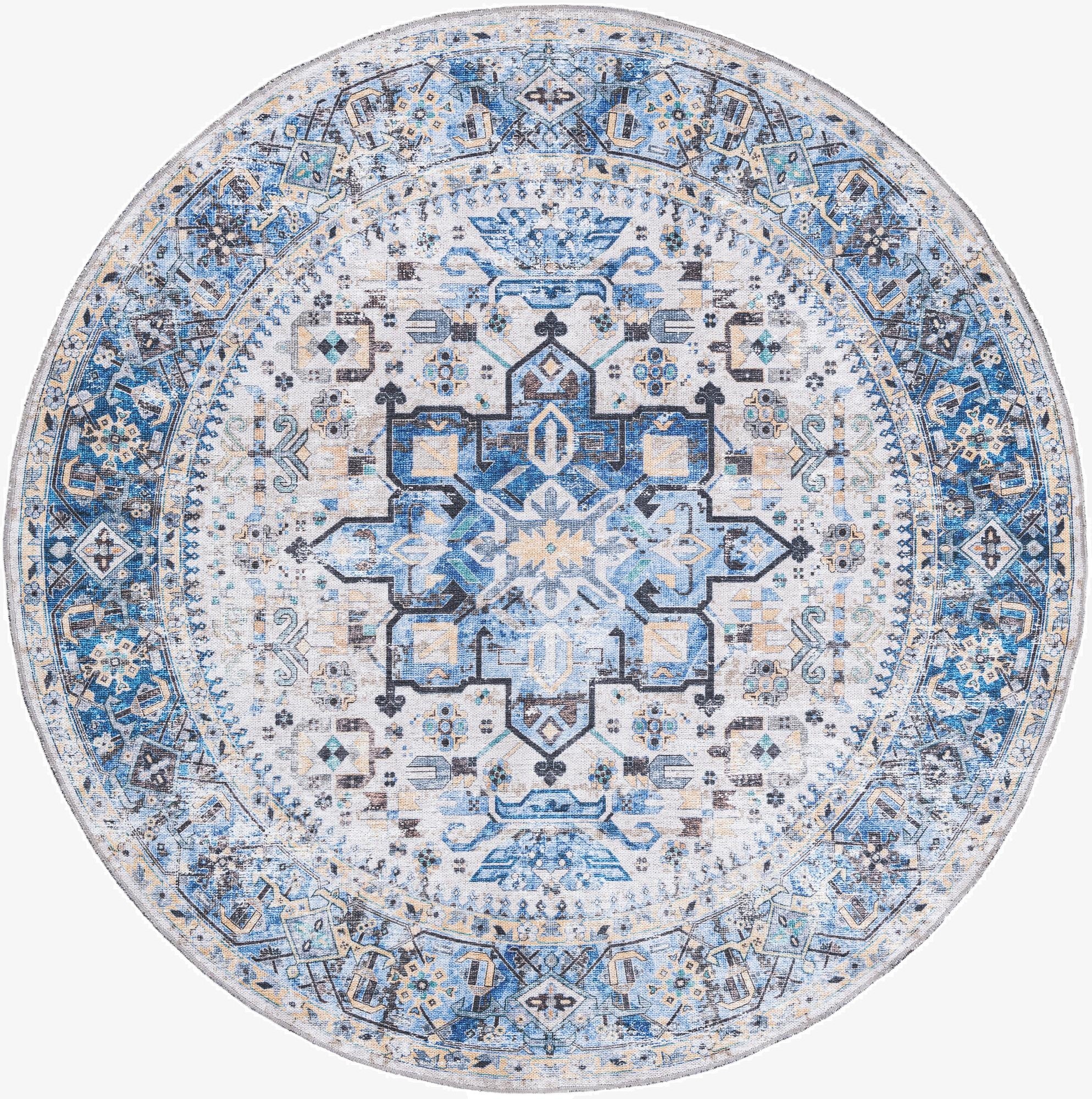 Primary image 6' x 6'  Washable Yara Round Rug