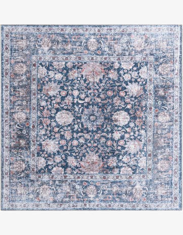 Royal Navy Blue Washable Yara Square Rug
