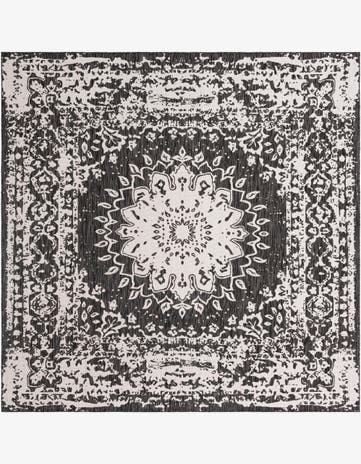 10' x 10' Royce · Medallion Outdoor Rug, black and white