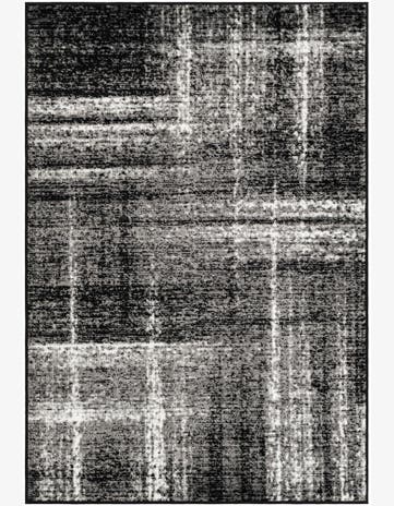 4' x 6' Rudd · Abstract plaid rug, black and ivory