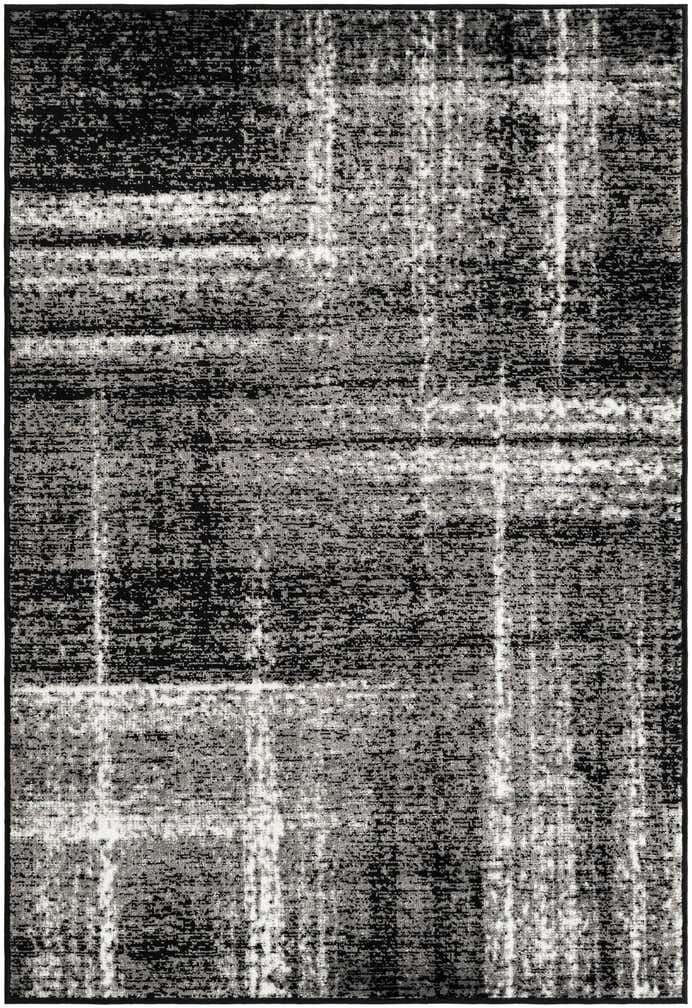 4' x 6' Rudd · Abstract plaid rug, black and ivory