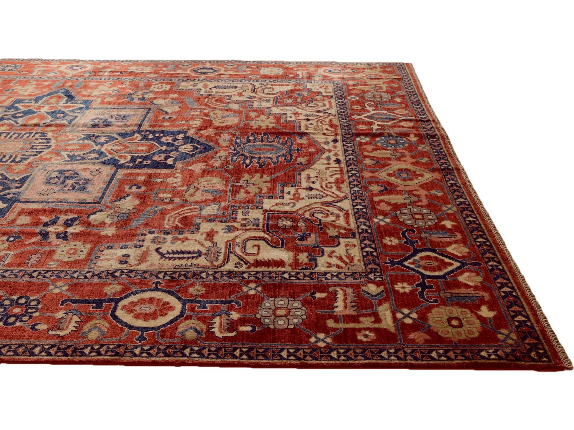 9' 1 x 11' 11 Hand Knotted Heriz Rug