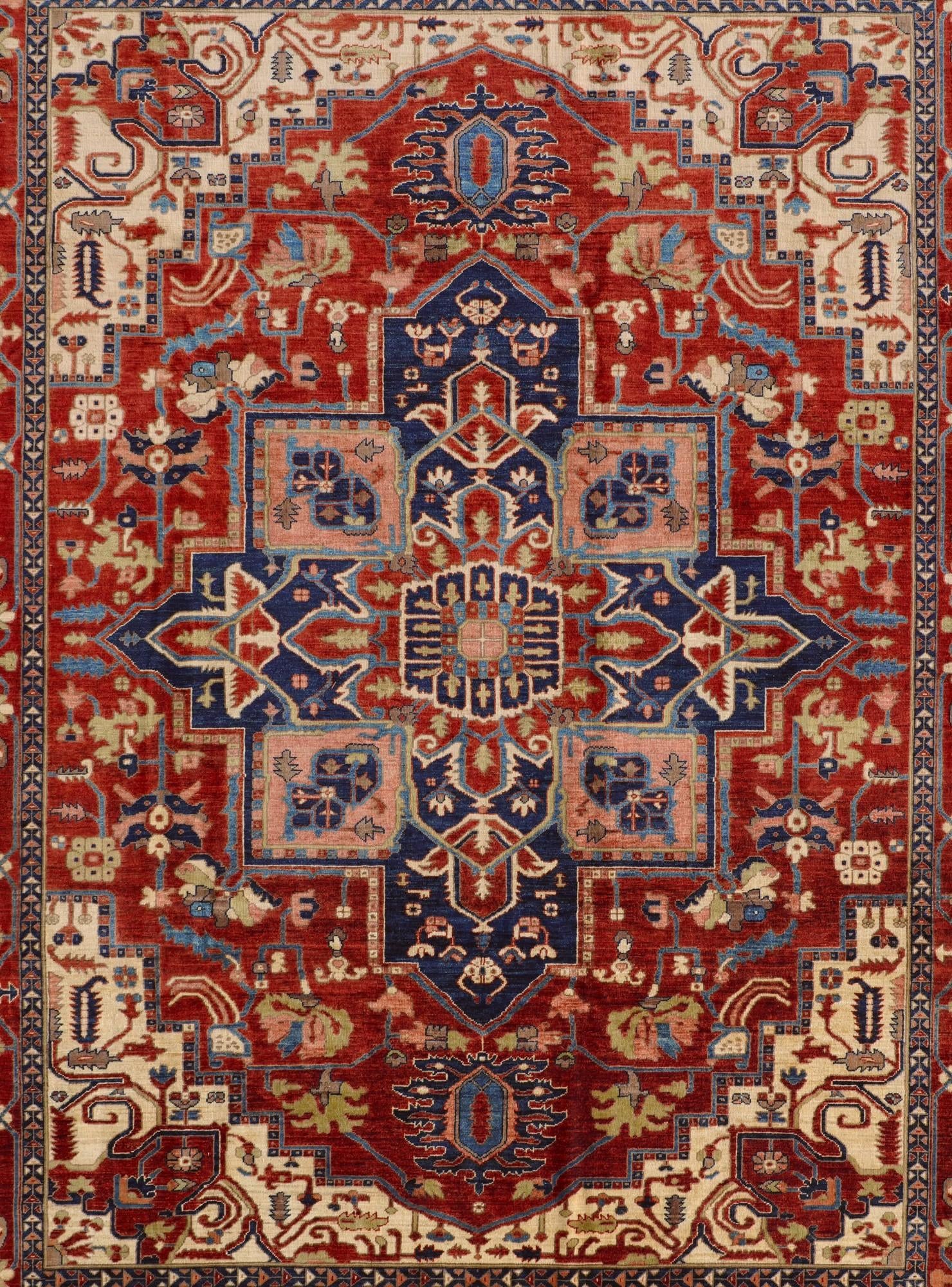 9' 1 x 11' 11 Hand Knotted Heriz Rug