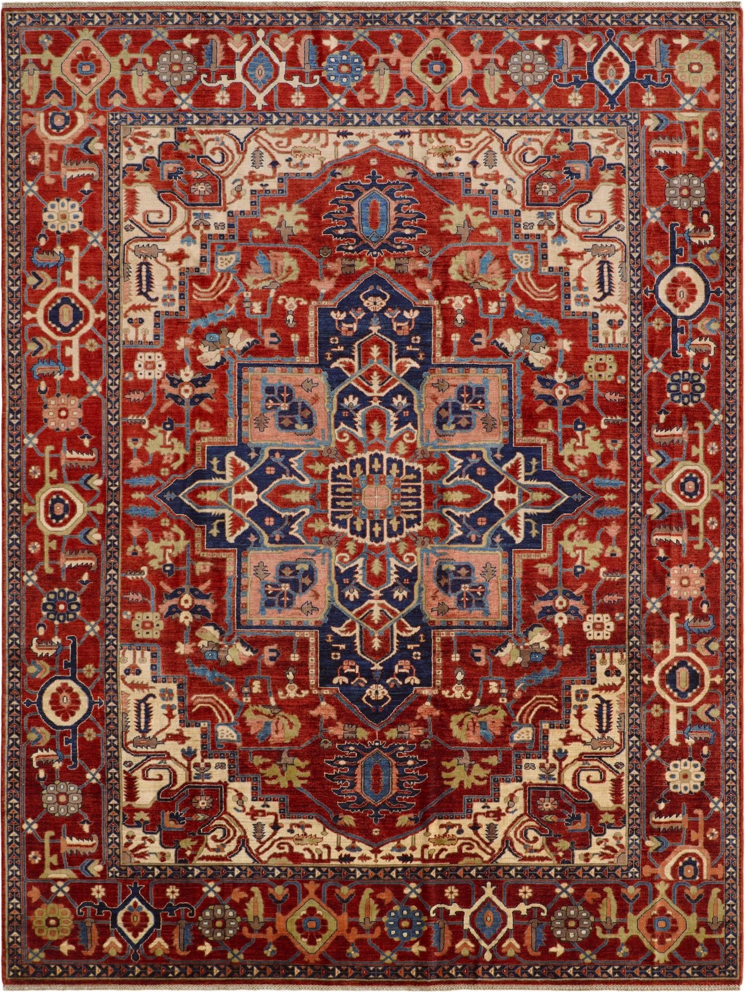 9' 1 x 11' 11 Hand Knotted Heriz Rug