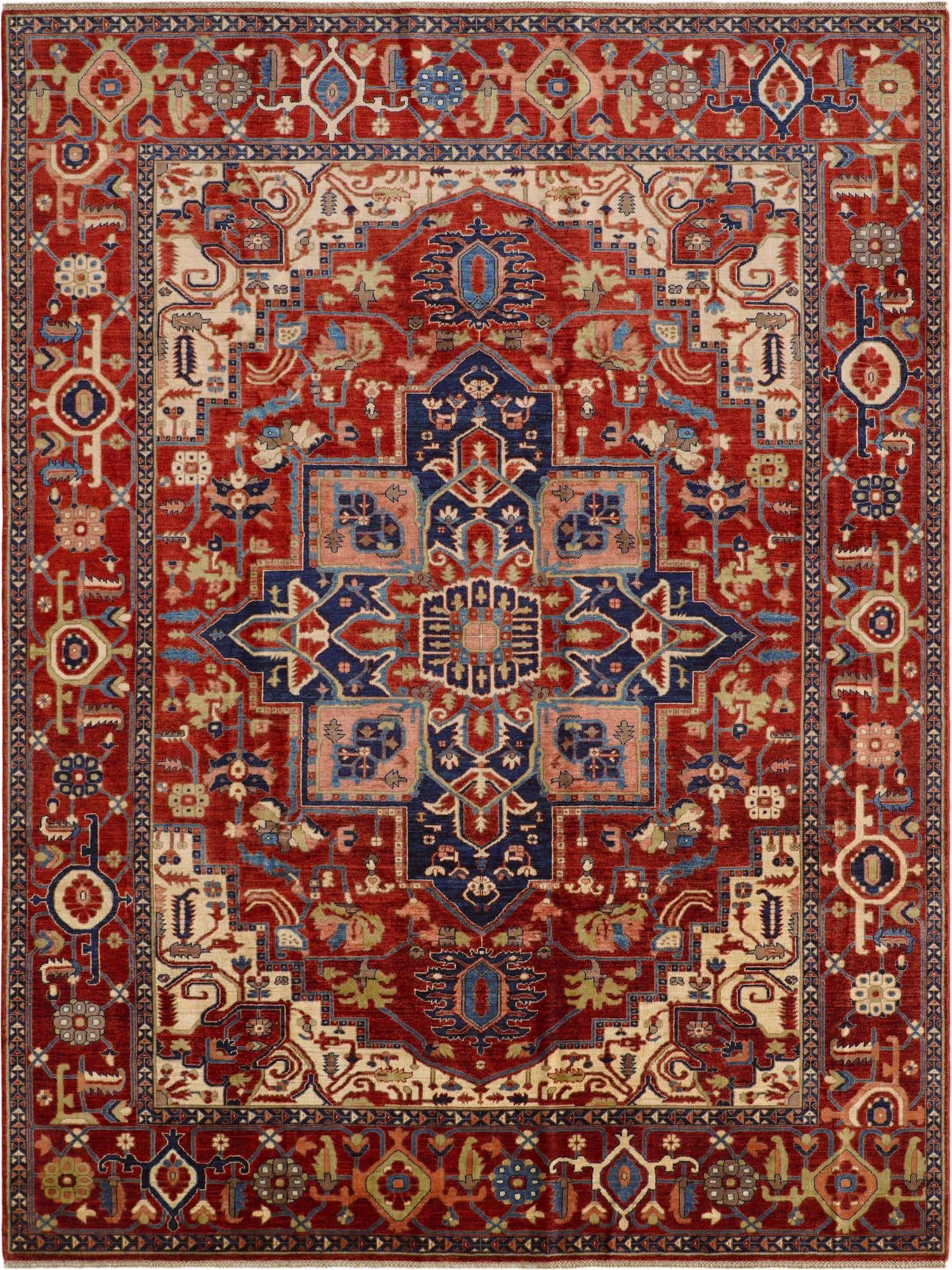 9' 1 x 11' 11 Hand Knotted Heriz Rug