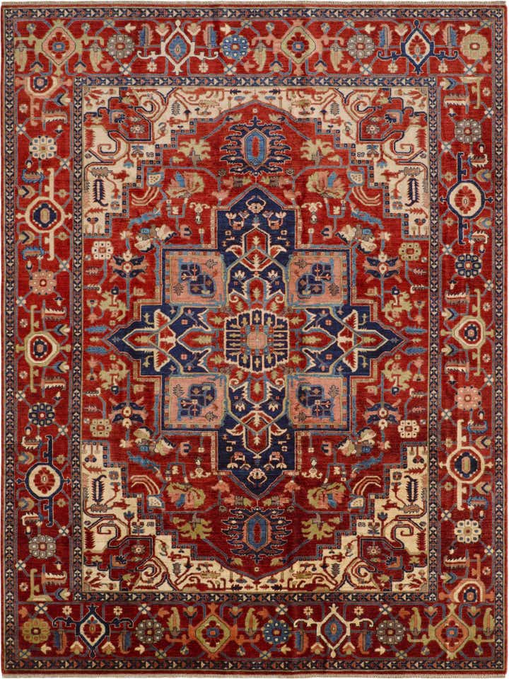 9' 1 x 11' 11 Hand Knotted Heriz Rug