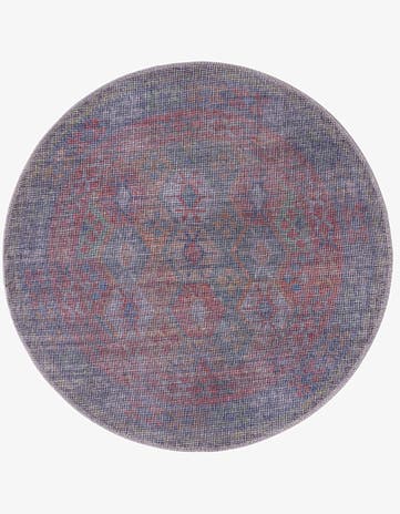 Rust Blue Washable Sisu Round Rug