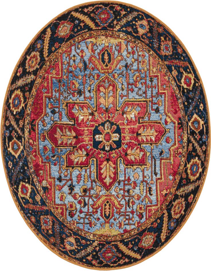 Detail image of 4' x 4' Easy-Clean Traditional Indoor / Outdoor Round Rug