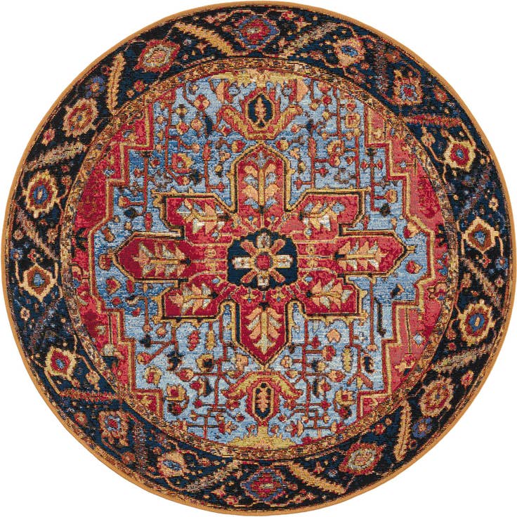 Detail image of 4' x 4' Easy-Clean Traditional Indoor / Outdoor Round Rug