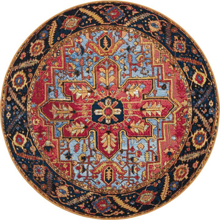5' x 5' Easy-Clean Traditional Indoor / Outdoor Round Rug