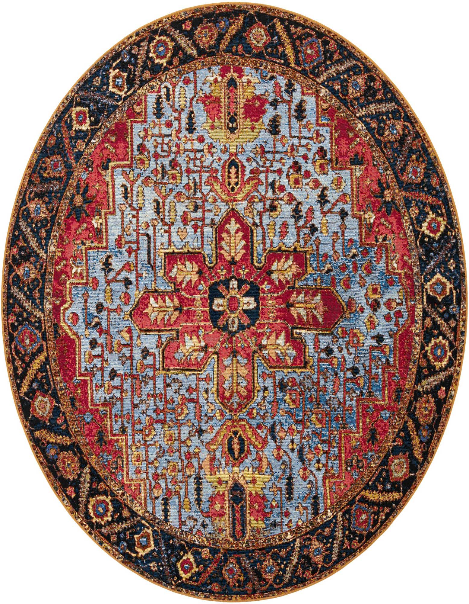 7' 10 x 7' 10 Easy-Clean Traditional Indoor / Outdoor Round Rug