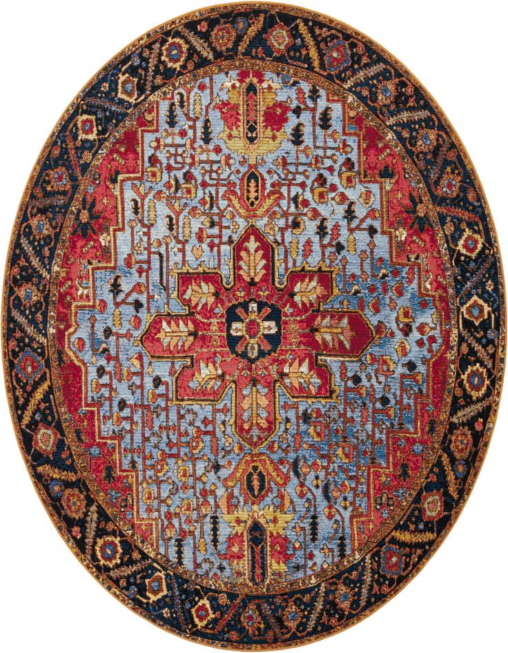 Detail image of 7' 10 x 7' 10 Easy-Clean Traditional Indoor / Outdoor Round Rug