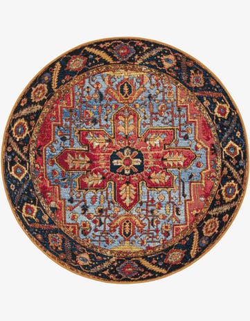 4' x 4' Easy-Clean Traditional Indoor / Outdoor Round Rug