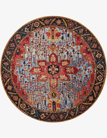 7' 10 x 7' 10 Easy-Clean Traditional Indoor / Outdoor Round Rug