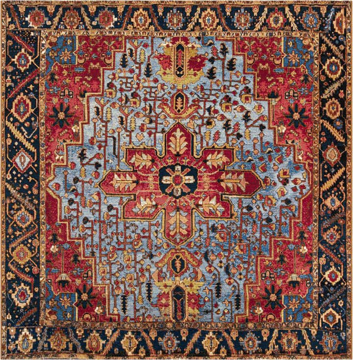 7' 10 x 7' 10 Easy-Clean Traditional Indoor / Outdoor Square Rug