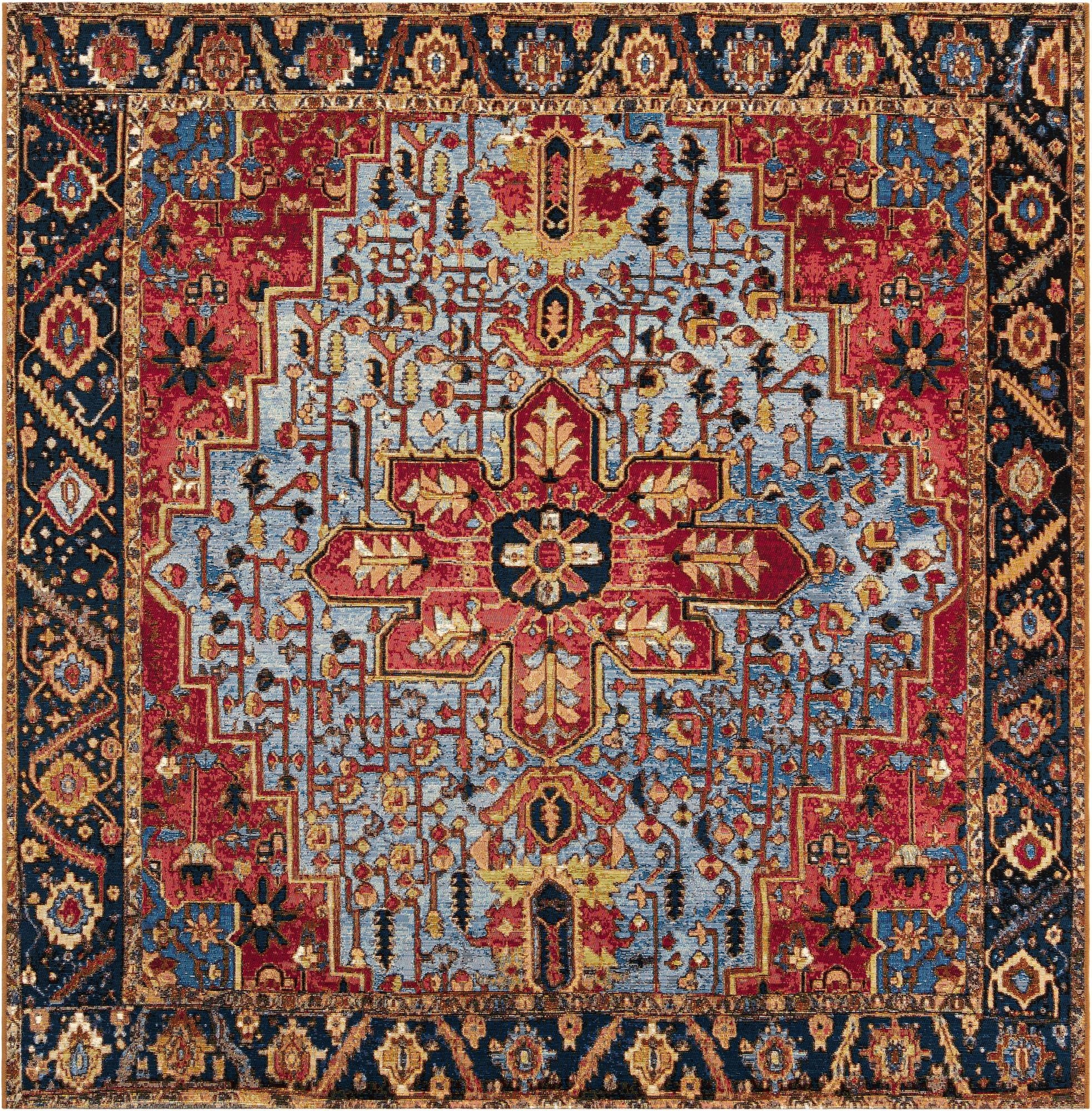 7' 10 x 7' 10  Washable Traditional Indoor / Outdoor Square Rug