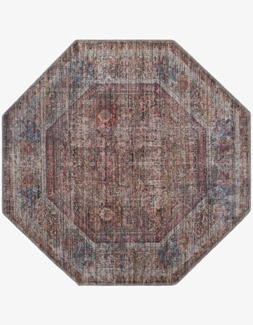 5' 3 x 5' 3 Washable Nostalgia Octagon Rug
