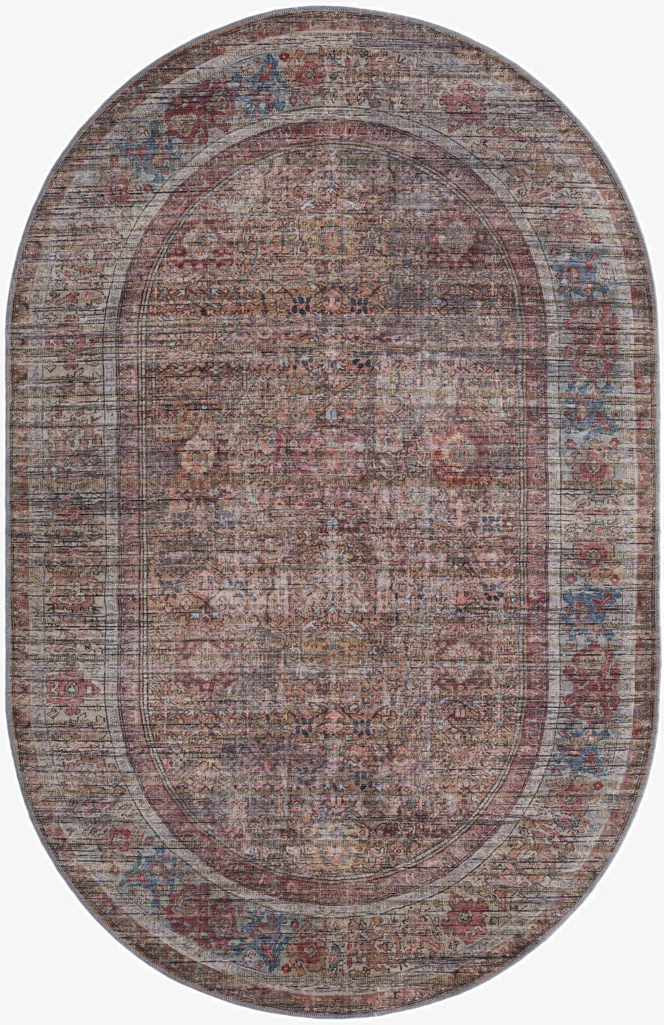 5' 3 x 8' Washable Nostalgia Oval Rug
