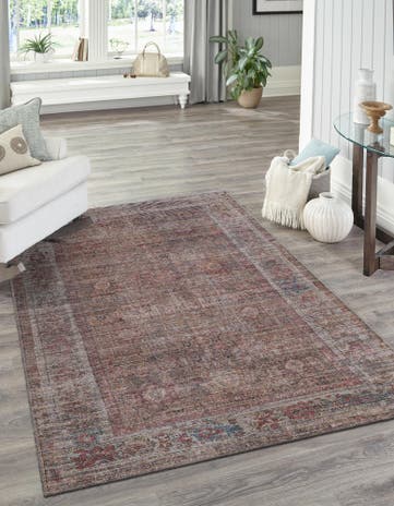 Rust Red and Brown Washable Nostalgia Rug