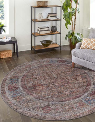 7' 10 x 7' 10 Washable Nostalgia Round Rug