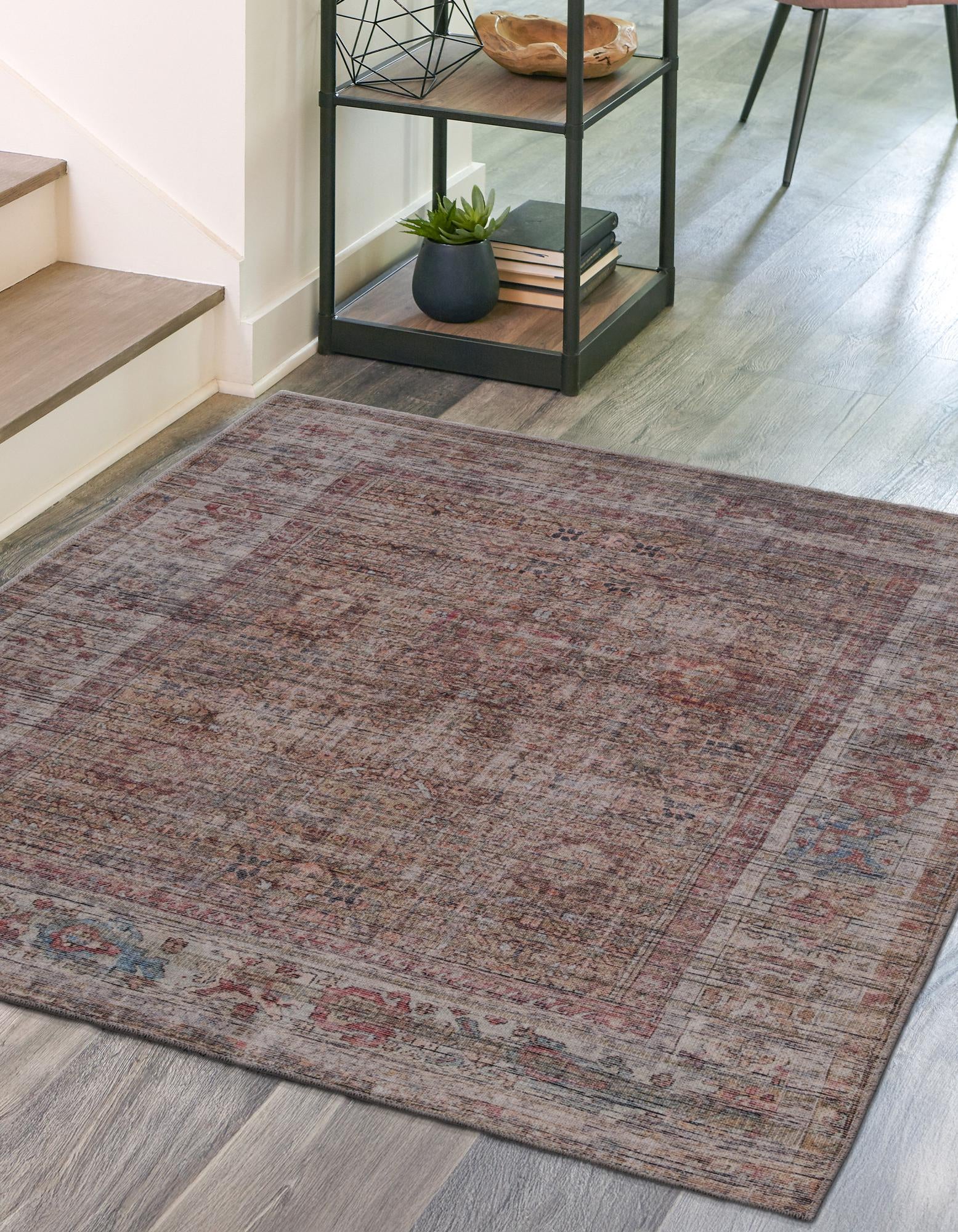 7' 3 x 7' 3 Washable Nostalgia Square Rug