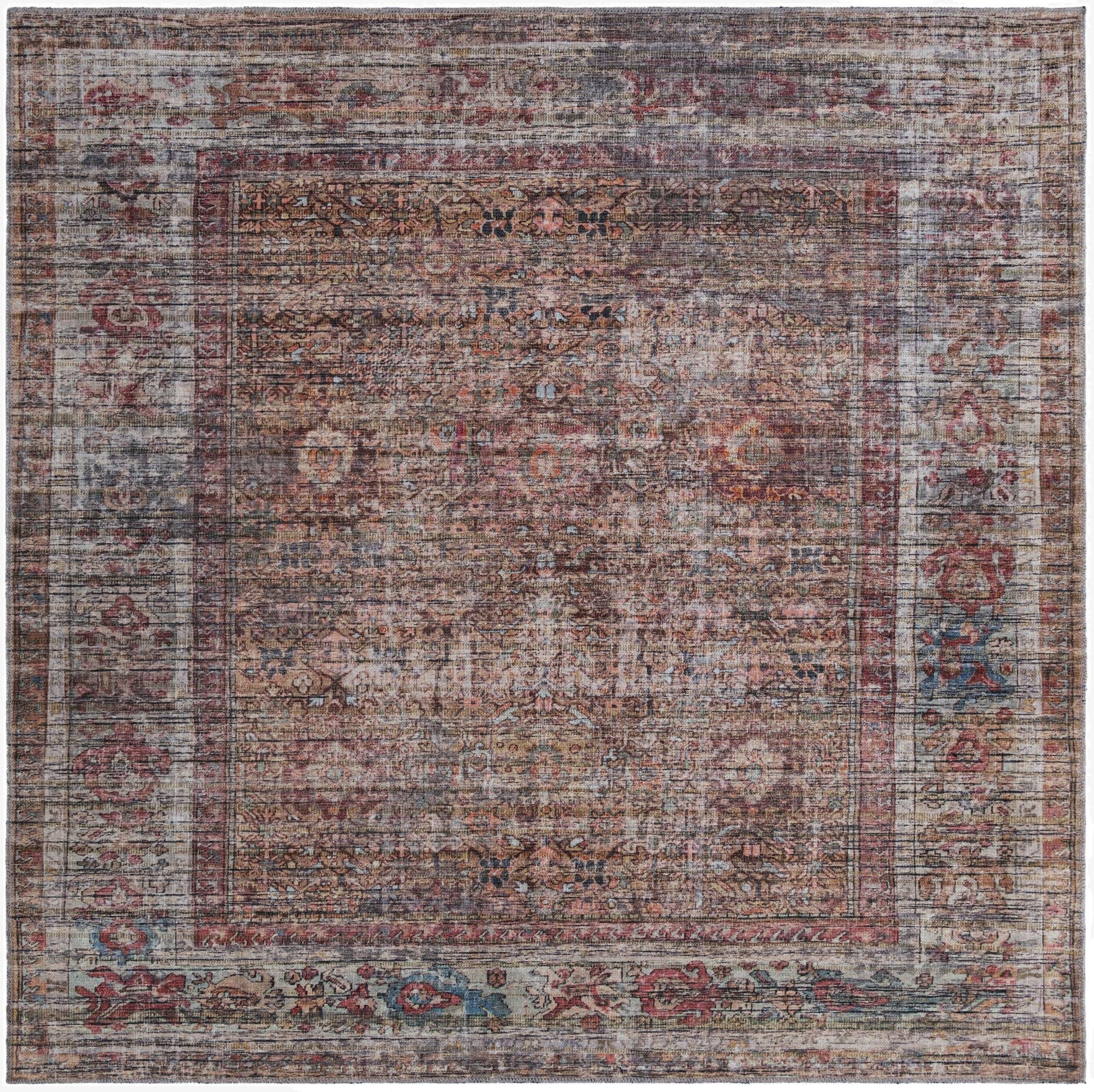 7' 3 x 7' 3 Washable Nostalgia Square Rug