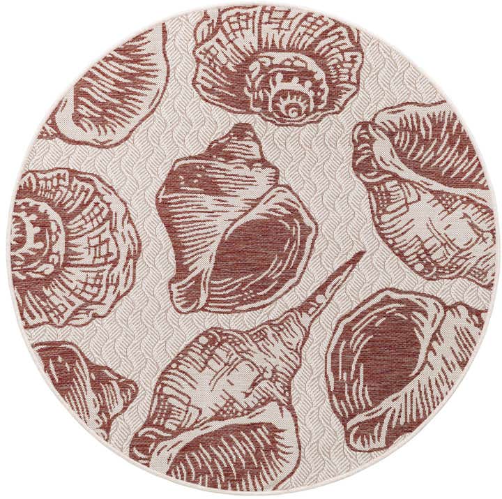 5' 3 x 5' 3 Easy-Clean Coastal Indoor / Outdoor Round Rug