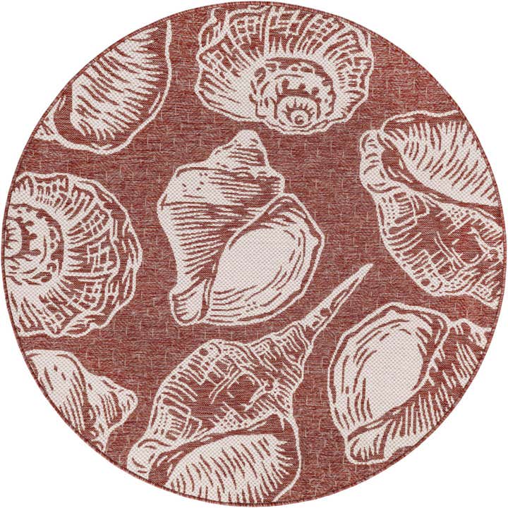 5' 3 x 5' 3 Easy-Clean Coastal Indoor / Outdoor Round Rug