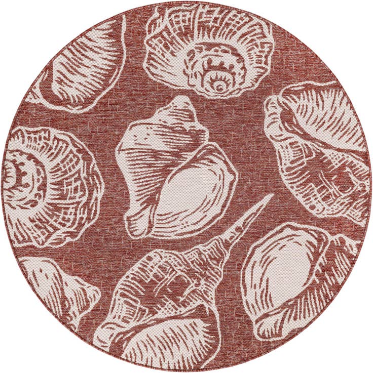 Detail image of 5' 3 x 5' 3 Easy-Clean Coastal Indoor / Outdoor Round Rug