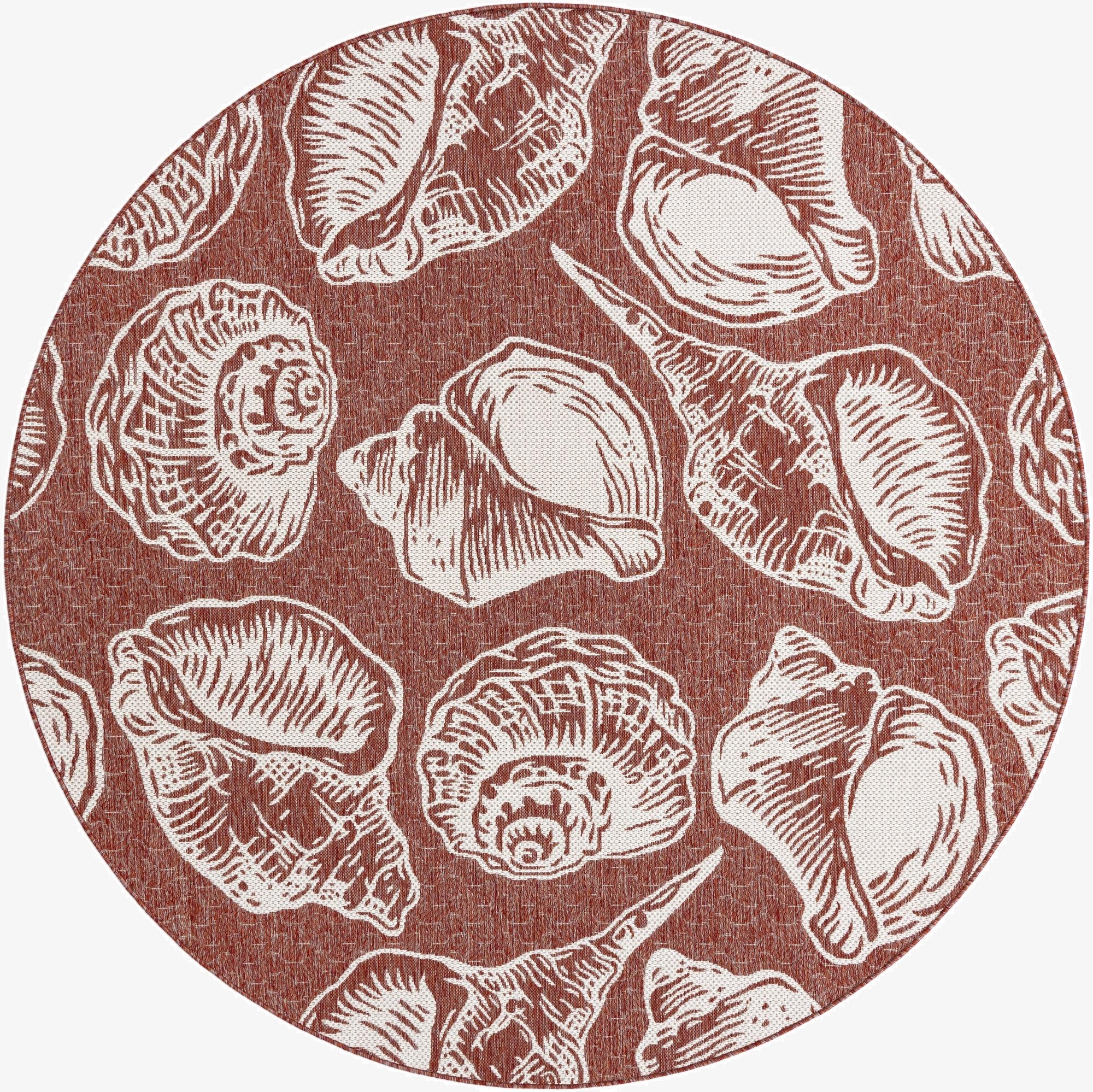 7' 10 x 7' 10  Washable Coastal Indoor / Outdoor Round Rug