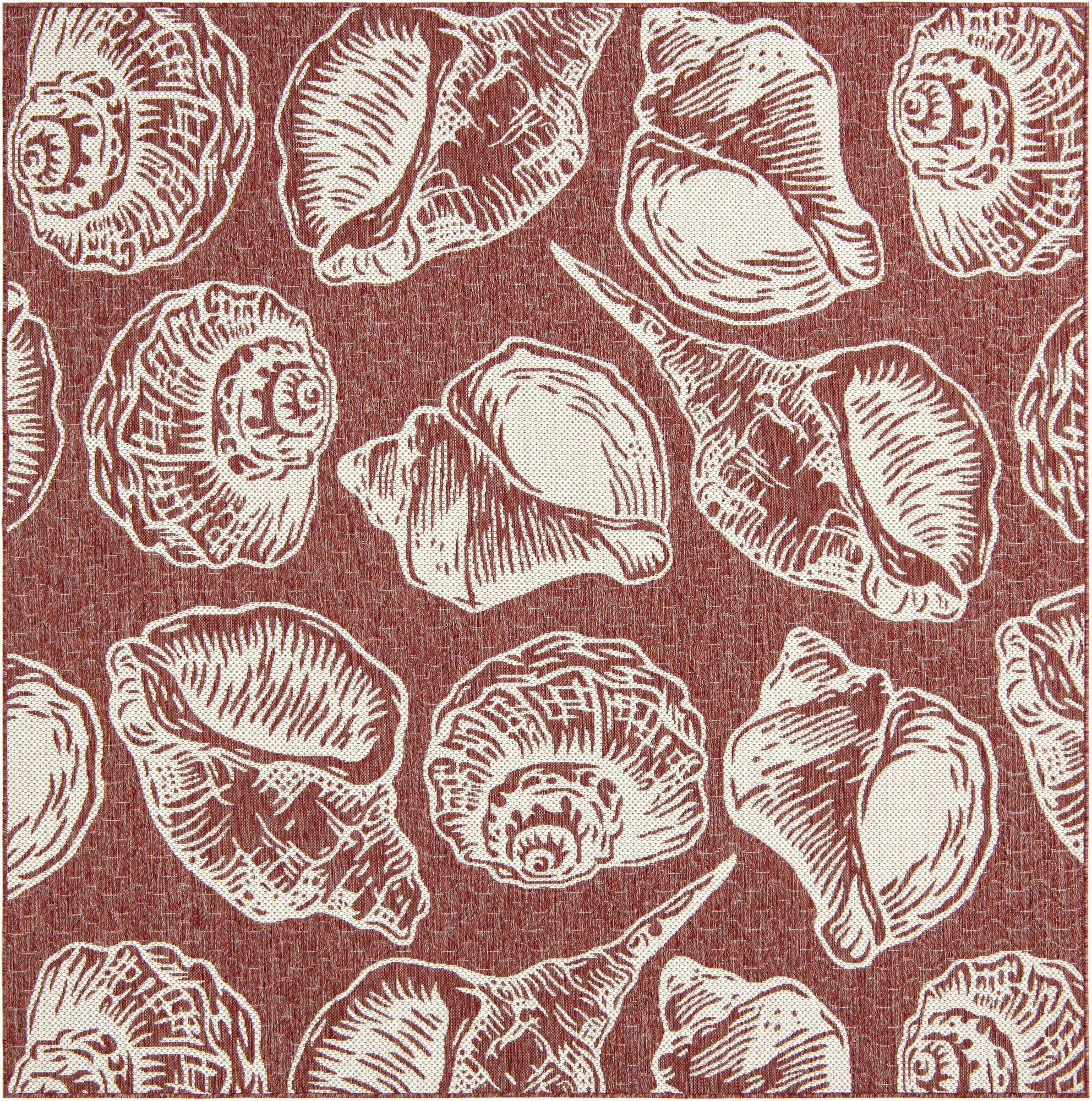 7' 10 x 7' 10  Washable Coastal Indoor / Outdoor Square Rug