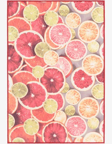 Rust Red and Yellow Easy-Clean Jill Zarin Caribbean Antigua Indoor / Outdoor Rug