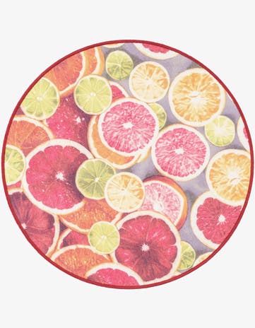 Rust Red and Yellow Easy-Clean Jill Zarin Caribbean Indoor / Outdoor Round Rug