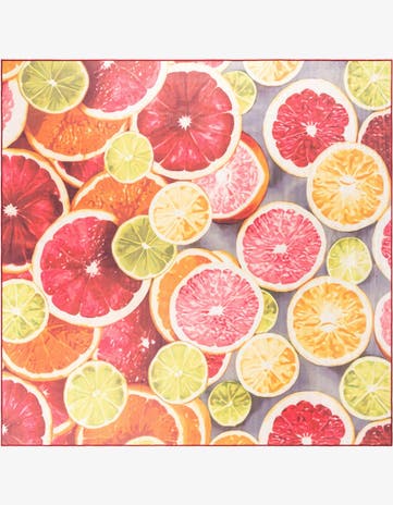 Rust Red and Yellow Easy-Clean Jill Zarin Caribbean Indoor / Outdoor Square Rug