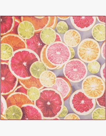 Rust Red and Yellow Easy-Clean Jill Zarin Caribbean Indoor / Outdoor Square Rug