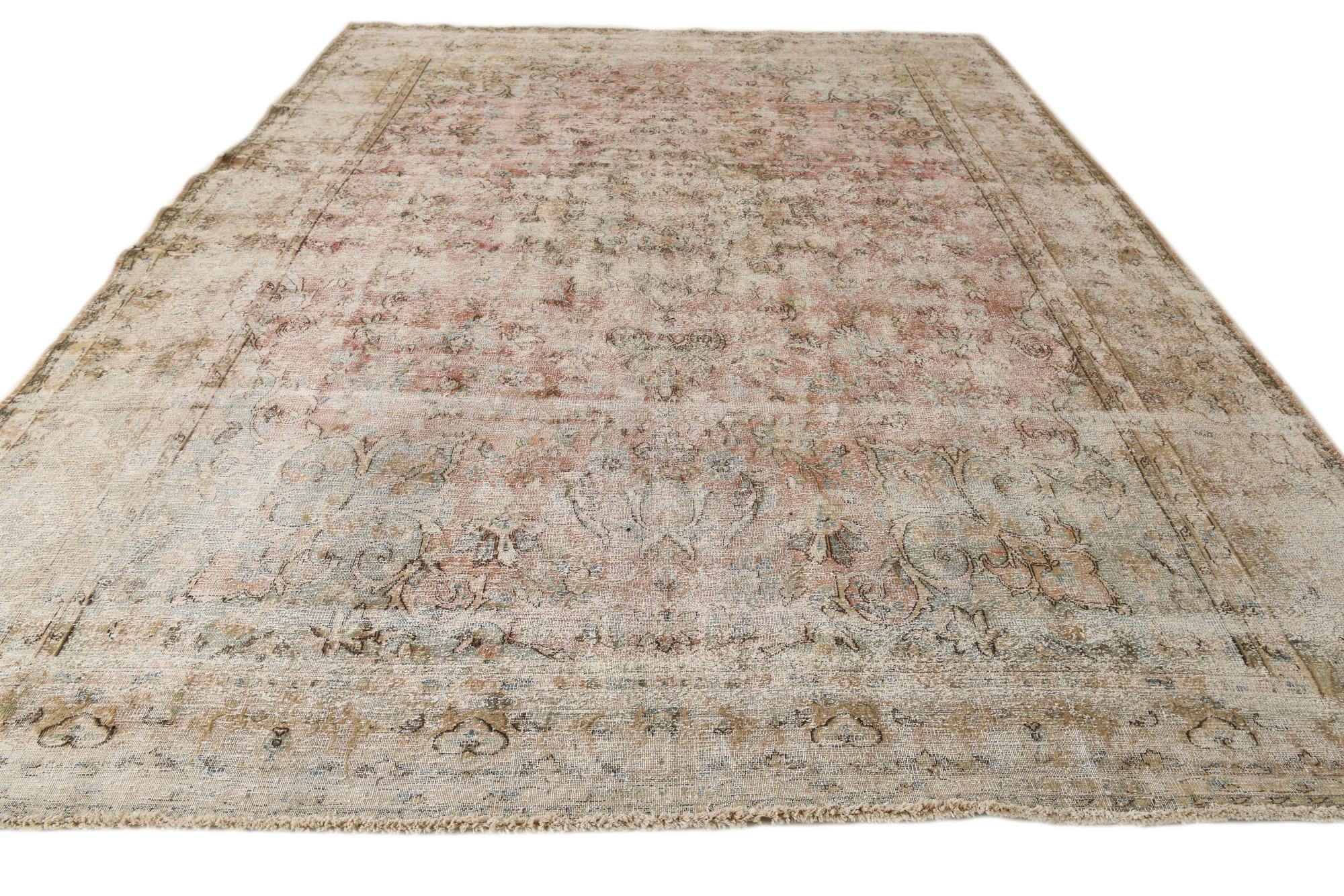 9' 7 x 12' 8 Hand Knotted Ultra Vintage Persian Wool Rug