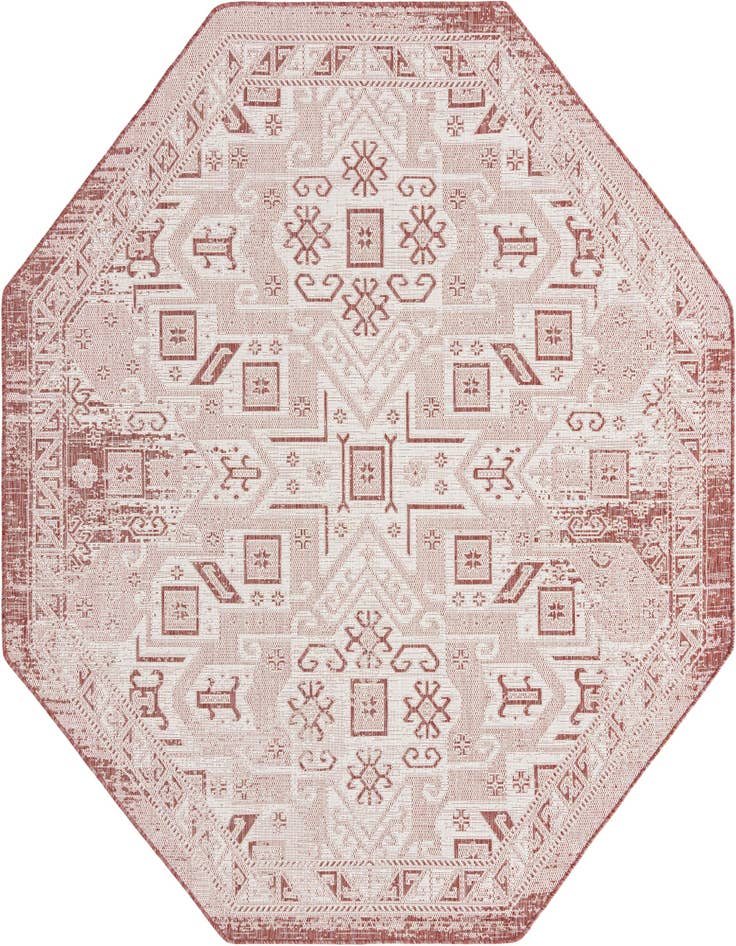 Detail image of 7' 10 x 7' 10 Easy-Clean Aztec Indoor / Outdoor Octagon Rug