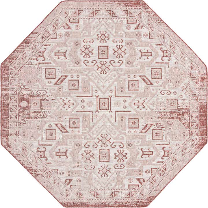 7' 10 x 7' 10 Easy-Clean Aztec Indoor / Outdoor Octagon Rug
