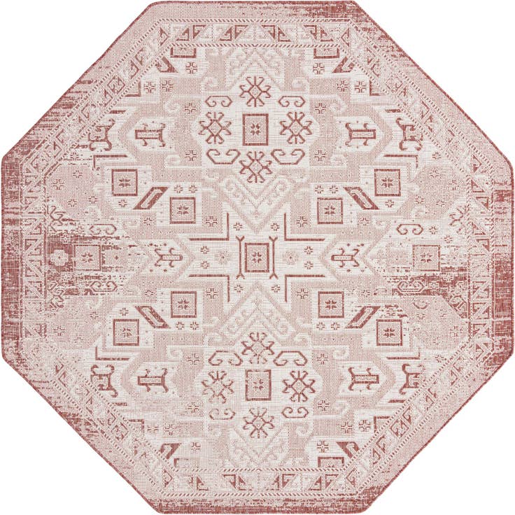 Detail image of 7' 10 x 7' 10 Easy-Clean Aztec Indoor / Outdoor Octagon Rug