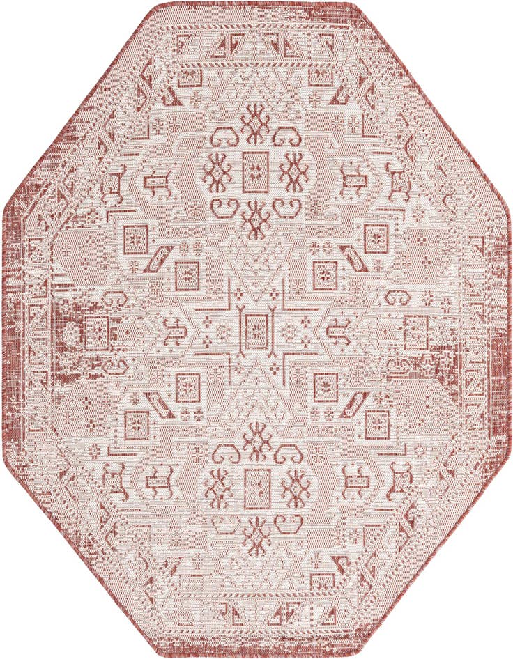 Detail image of 5' 3 x 5' 3 Easy-Clean Aztec Indoor / Outdoor Octagon Rug