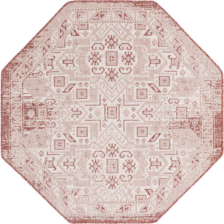 5' 3 x 5' 3 Easy-Clean Aztec Indoor / Outdoor Octagon Rug