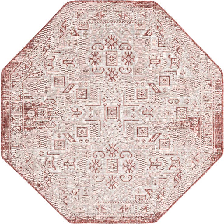 Detail image of 5' 3 x 5' 3 Easy-Clean Aztec Indoor / Outdoor Octagon Rug