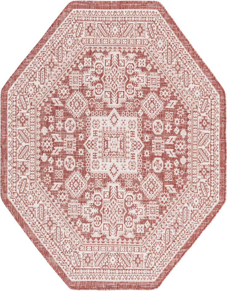 Detail image of 5' 3 x 5' 3 Easy-Clean Aztec Indoor / Outdoor Octagon Rug
